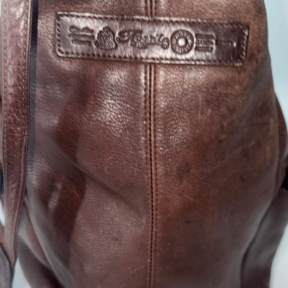 Vintage Fossil thick Leather Drawstring Backpack - Picture 4 of 9